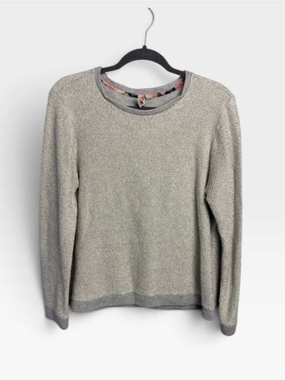 Dolan medium petite silver sparkle pullover crewneck sweater minimalist cozy